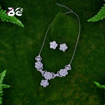 

Be 8 Beautiful Flower Design Colorful Necklace and Stud Earring Sets Wedding Bridal Jewelry for Woman Bijoux Femme Ensemble S060