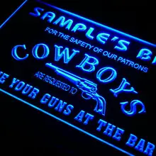 Qg-tm для персонализированного названия ковбоев Оставьте свое оружие в бар Неоновый знак медведя с переключателем включения/выключения 7 цветов 4 размера