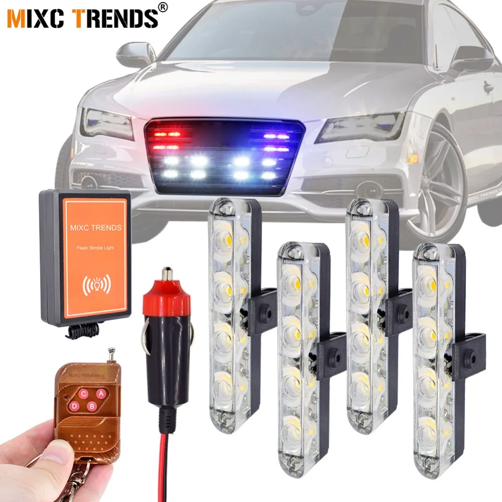 

Wireless Remote 4x4 Led Strobe Warning Light DC 12V Ambulance Police light for Car Truck Emergency Flashing DRL Fog Lights