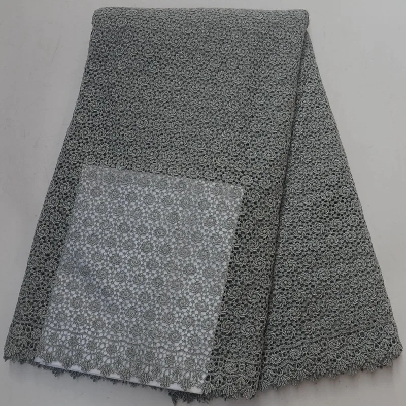 

2018 New Arrival Grey Color African Cord Lace Fabric French Guipure Lace Fabrics High Quality Water Soluble Laces Dress PSA157-2