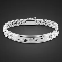 Fashion 925 sterling silver bracelet for men Male cool rock punk style bracelet 100% Solid silver 10 mm 20 cm bracelet jewelry