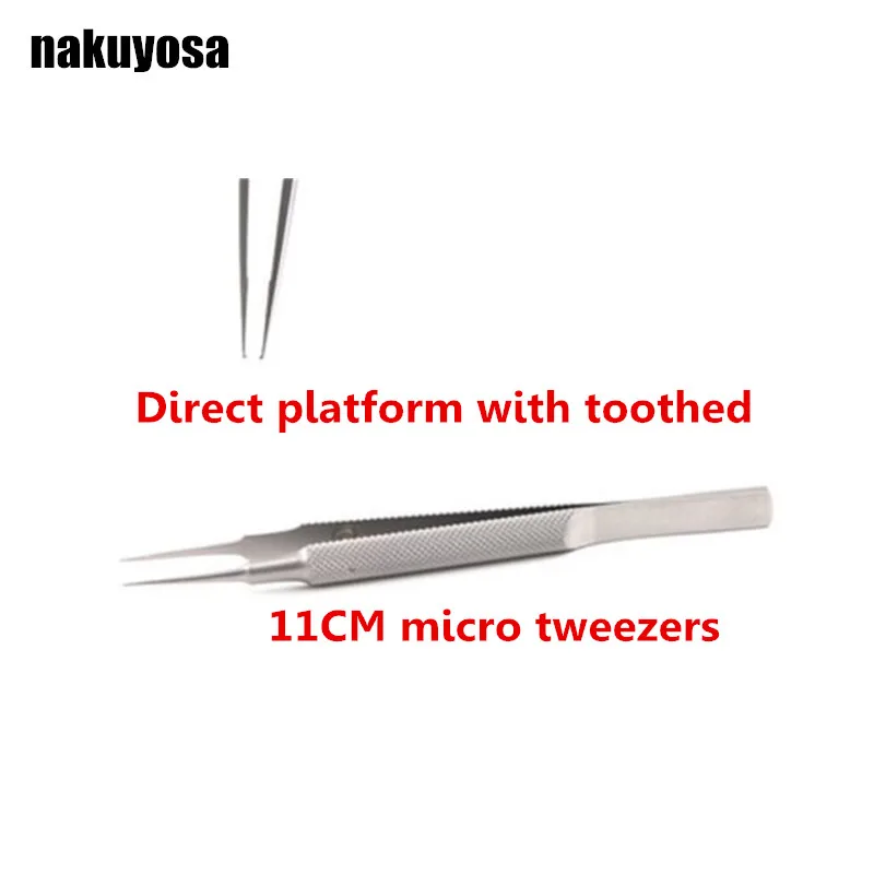 

Direct platform with toothed tweezers stainless microsurgical ophthalmology instruments 11cm microscopic tweezers forceps