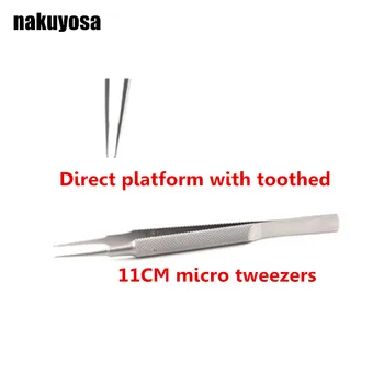 

Direct platform with toothed tweezers stainless microsurgical ophthalmology instruments 11cm microscopic tweezers forceps