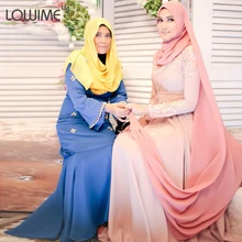 Middle Pink Evening Dress Long Sleeve Prom Dresses With HiJab DuBai Celebrity Dress vestido de festa Free Shipping
