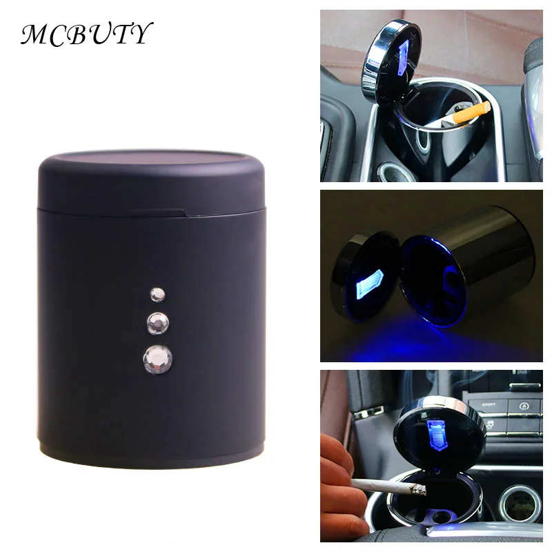 Aluminum Multifunction Car Ashtray Portable Automobile Ashtray Cigarette Ashtray Smoke Cup Holder LED font b lamp