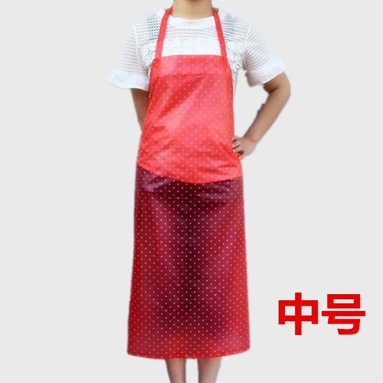 Waterproof transparent apron thickening kitchen canteen aquatic factory female simple long and durable pvc aprons - Цвет: red -m