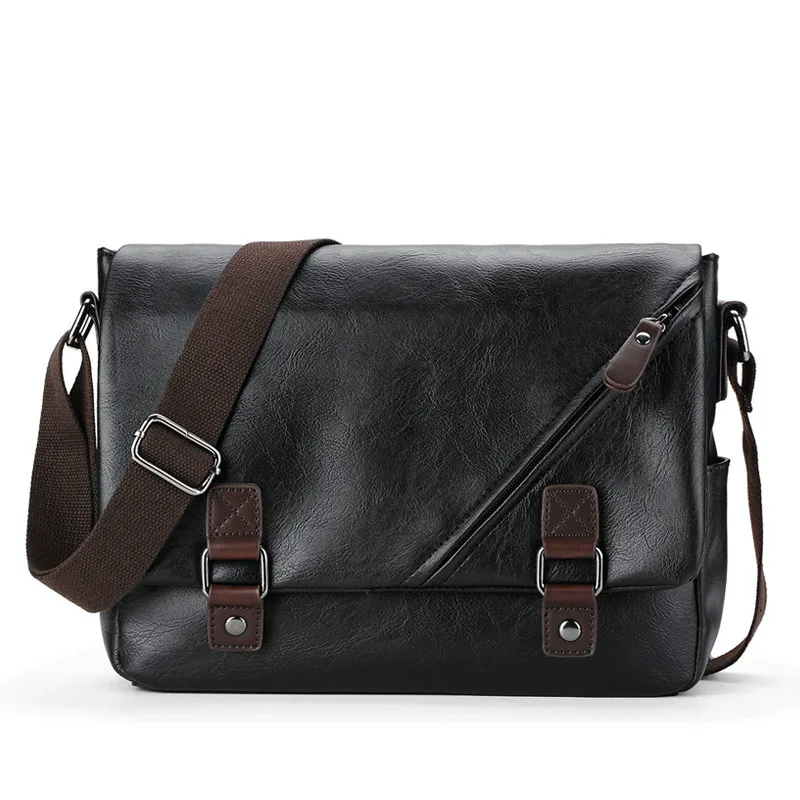 

2019 Quality Pu Leather Men Shoulder Bags Fashion Casual Travel Bags Laptop Messenge Bag One Shoulder Crossbody Bag