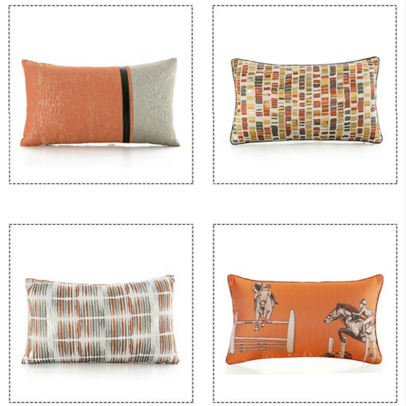 

Simple Lumbar Pillow Case Waist Protector Soft Geometric Pattern Pillow Cover Sofa Modern Color Patchwork Cushion Cover 30*50Cm