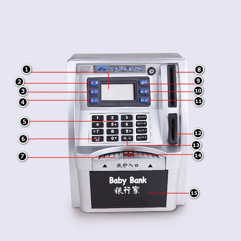 Моделирование ATM экономии банки Для детей ATM Копилка атм сейф с ЖК-дисплей Экран детский подарок деньги сейфы экономии горшок
