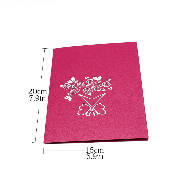  A bouquet of Rose flowers 3D Pop UP Card Birthday Gift with envelope sticker laser cut invitation G - 32878835402