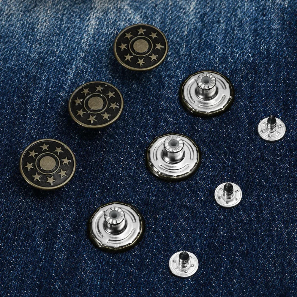 17 мм ремесла 20 шт./лот металлические пуговицы и заклепки хвостовик для джинсы женщин Fasterners DIY Вышивание джинсовая одежда интимные аксессуары