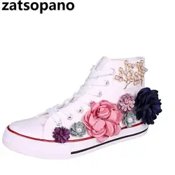 Новинка 2019 года; женская повседневная обувь на плоской подошве; парусиновая обувь; Осенняя женская обувь на плоской подошве с цветочным