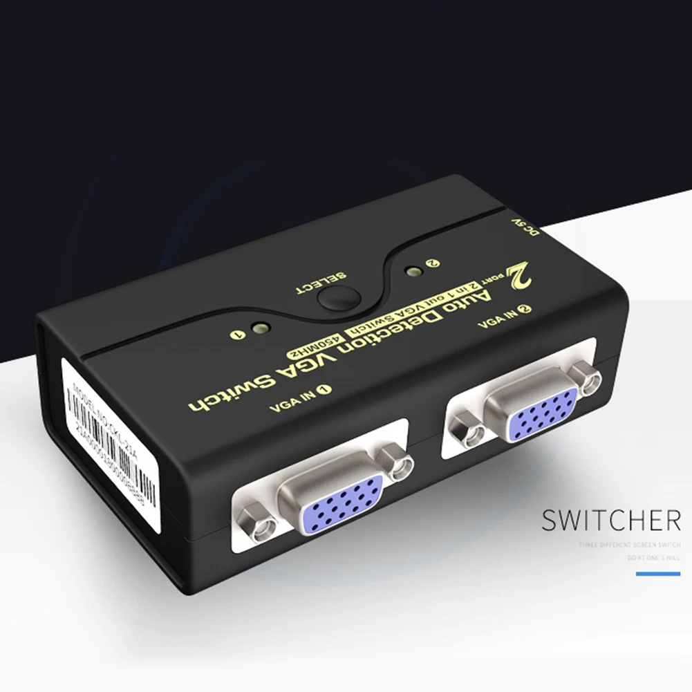 

2PCS Stable Transfer VGA Splitter Durable Data Monitor Synchronization Laptop Switch 2 In 1 Out Computer Connection Adapter