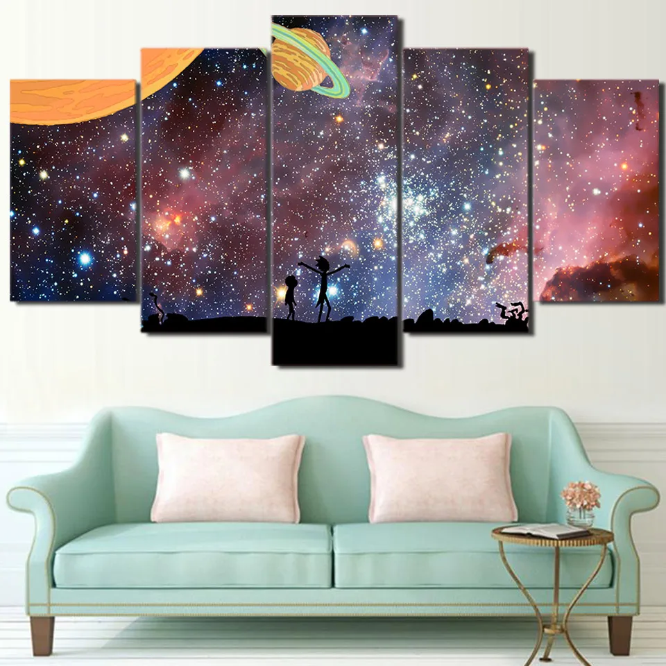 

Living Room Wall Art Pictures HD Printed Poster 5 Piece/Pcs Ricky And Morty Cartoon Modern Painting On Canvas Home Decor Frame
