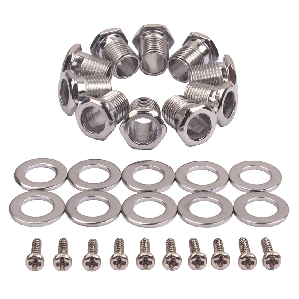 10Pcs Hex Threaded Bushing Ferrules Mounting Screw for Ukulele Guitar Tuning Peg Tuner Machine Heads