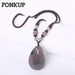 Forkup натуральный ожерелья с агатом в богемном стиле Для женщин Fine Jewellery Нерегулярные Кулон серый шарик аксессуары цепь геометрический