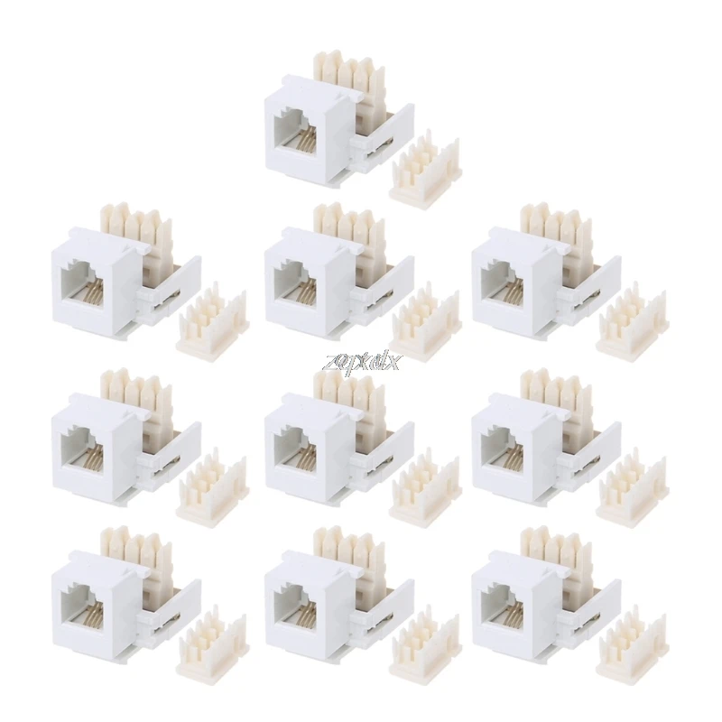 

10pcs Telephone Module RJ11 Voice Module 6P4C Keystone Jack Telephone Socket Network Tools Z09 Drop ship
