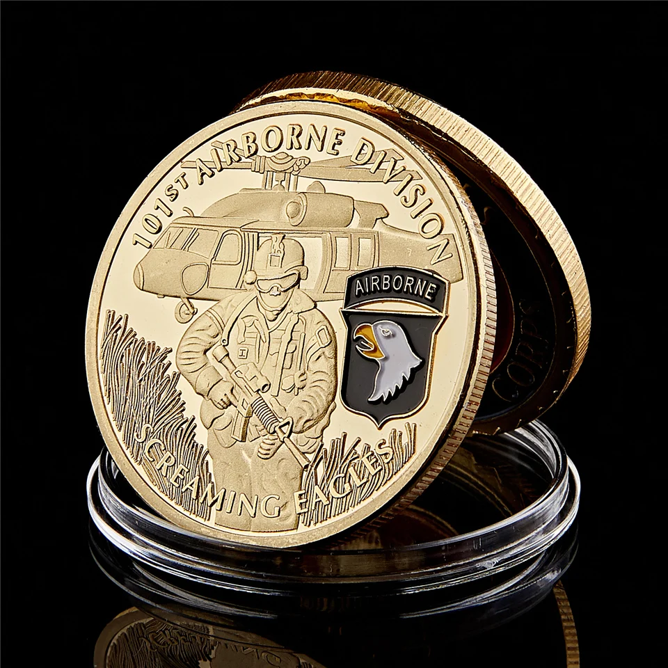 Армия США 101-й воздушно-десантный орлы армейский Военный Золотой Сувенир наградная монета коллекция