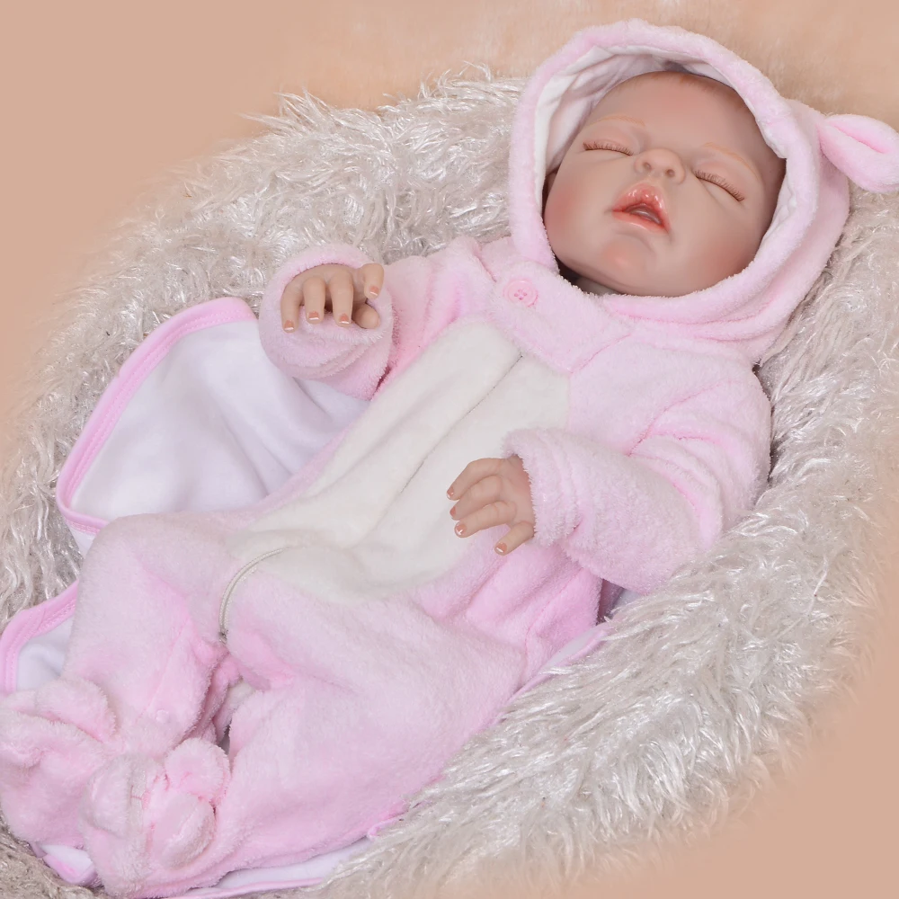 New Style 23 Inch 57 cm Bebe Reborn Girl Close Eyes Open Mouth Full