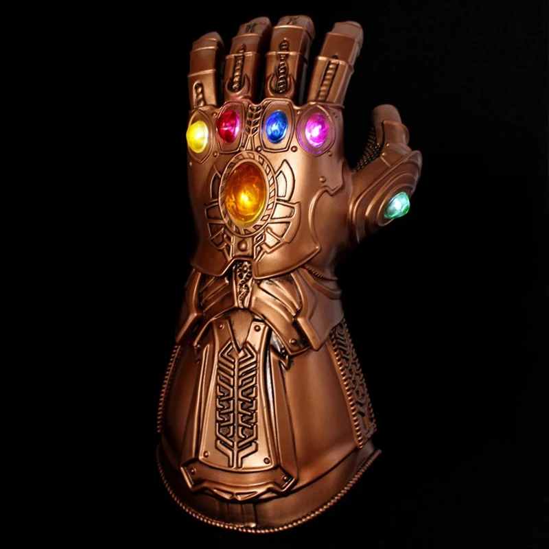 Кигуруми косплей Мстители Бесконечность война перчатки пальцы могут двигаться светодиодный блестящие перчатки ПВХ фигурка модель