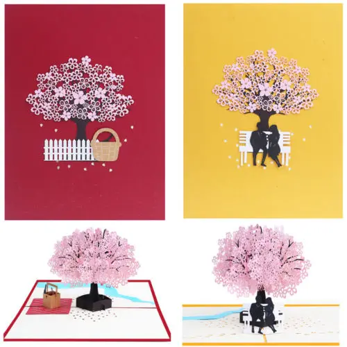  3D Pop Up Handmade Flower Greeting Card Christmas Birthday New Year Invitation - 32934599418