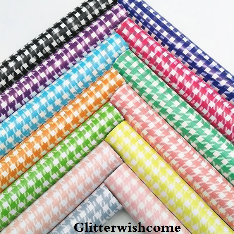 Ткань Glitterwishcome 21x29 см Размер A4 винил для бантов с принтом пледы сетки кожа ткань