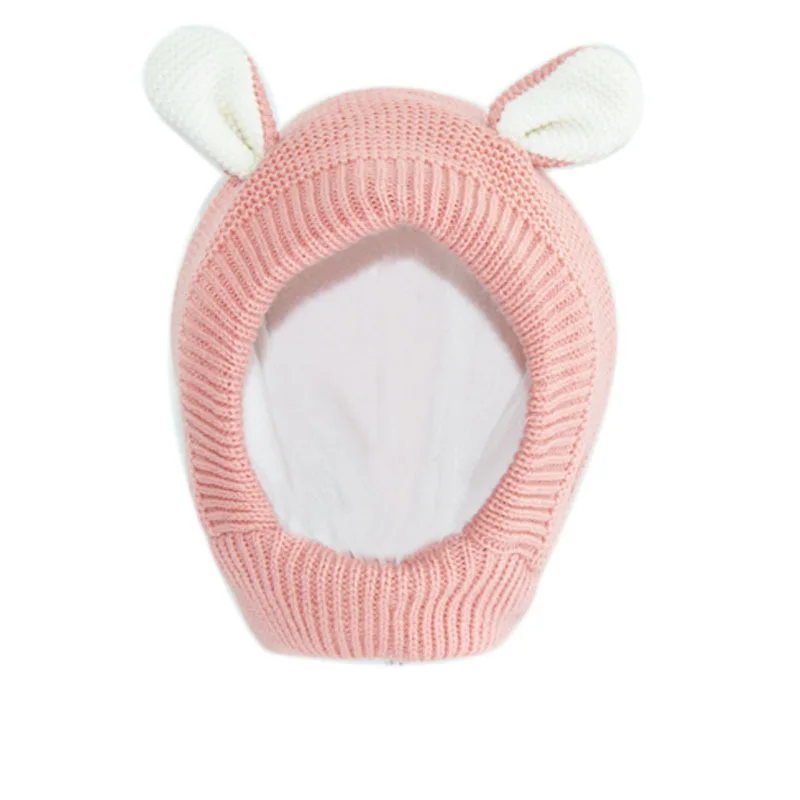 Новая зимняя Модная вязаная шапка с капюшоном и шарфом для маленьких девочек и мальчиков, теплая шапка с ушками медведя для малышей