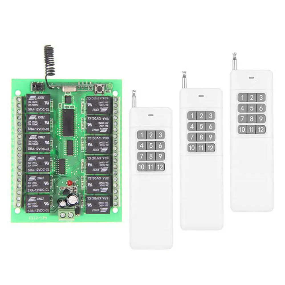 

3000M Long Distance DC 12V 24V 12 CH Channels 12CH RF Wireless Remote Control Switch System,315/433 MHz, Transmitter + Receiver