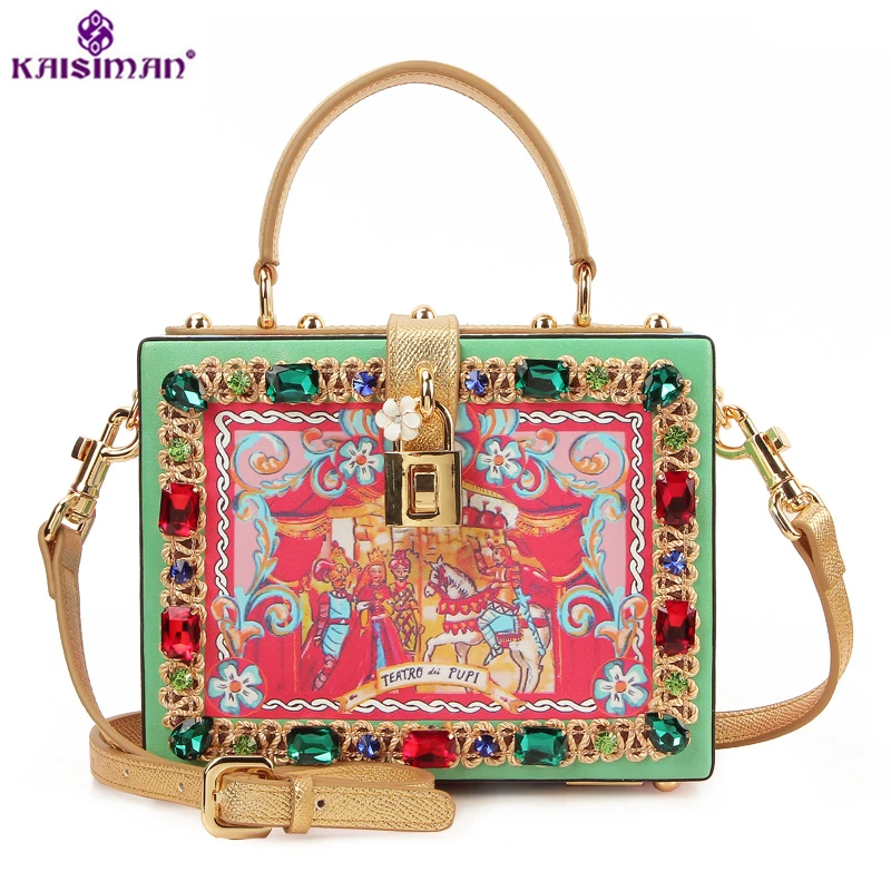 

Luxury Italy Brand Prince Printing Bag Lady Genuine Cowhide Leather Shoulder Bag Gemstone Tote Handbag Original Designer Handbag