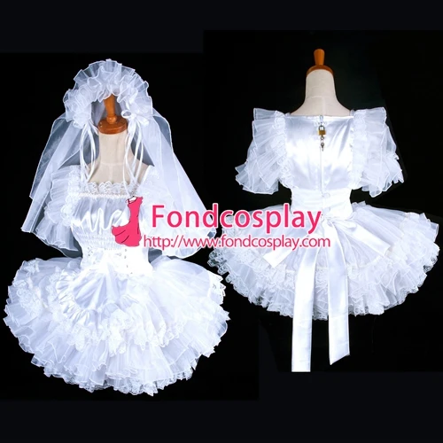

lockable Satin Sissy Maid Wedding dress Tailor-made [G1596]