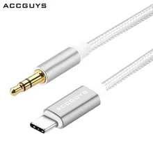 ACCGUYS Тип-C аудио кабель, тип металла c Jack 3,5 мм аудио кабель, 1 m type c aux кабель USB C адаптер для samsung S8 Xiaomi Mi6