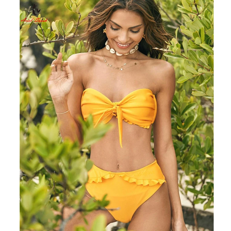 

Ariel Sarah Sexy Brazilian High Waist Bikini Set Women Chest Bandage Swimwear Halter Swimsuit Bathing Suit Beach Wear Biquini