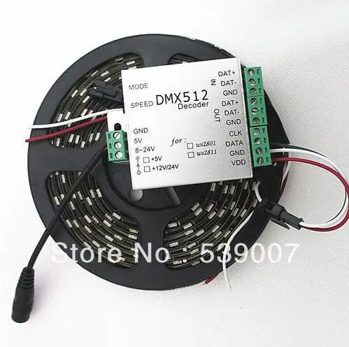 

led strip & DMX Controller 1 set 4M IP65 60 Pixels/m 240 5050 RGB WS2812B LED Digital Strip DC5V 60leds/m waterproof