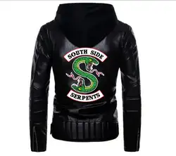 Для Мужчин's ривердейл кожа куртка с капюшоном в стиле панк высокого класса новый двойной молнии с капюшоном мотоциклетные кожа тонкая