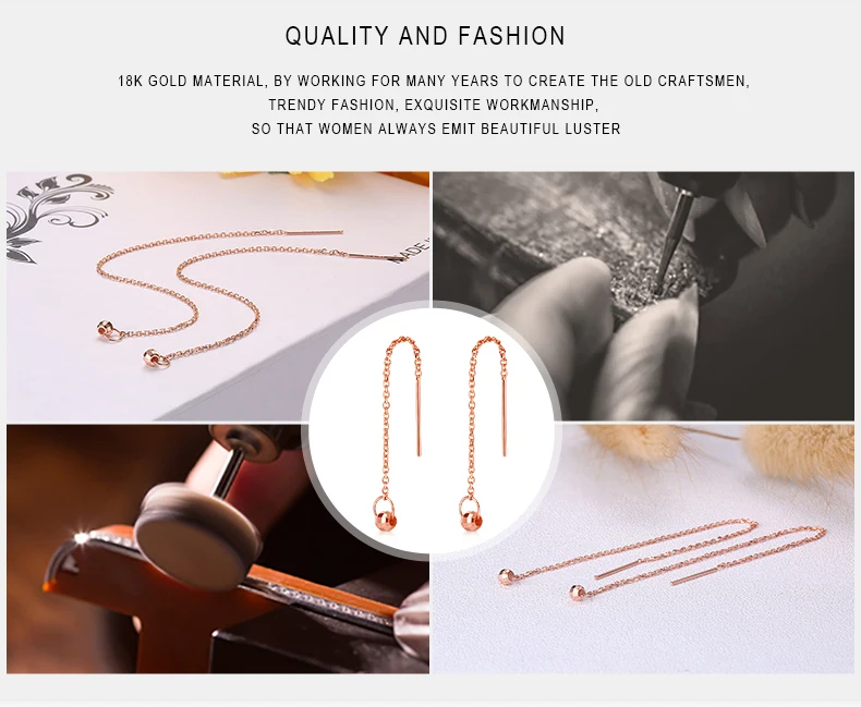 18k Pure Gold Drop Earring Trendy Exquisite Beautiful Elegant Classic Girl Miss Gift Wear 2020 New Women Party Good Fine Buauty