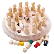 Montessori para niños, juguete de juego de ajedrez con palillo de memoria de Color de madera para niños, rompecabezas 3D, regalo educativo, juego informal familiar