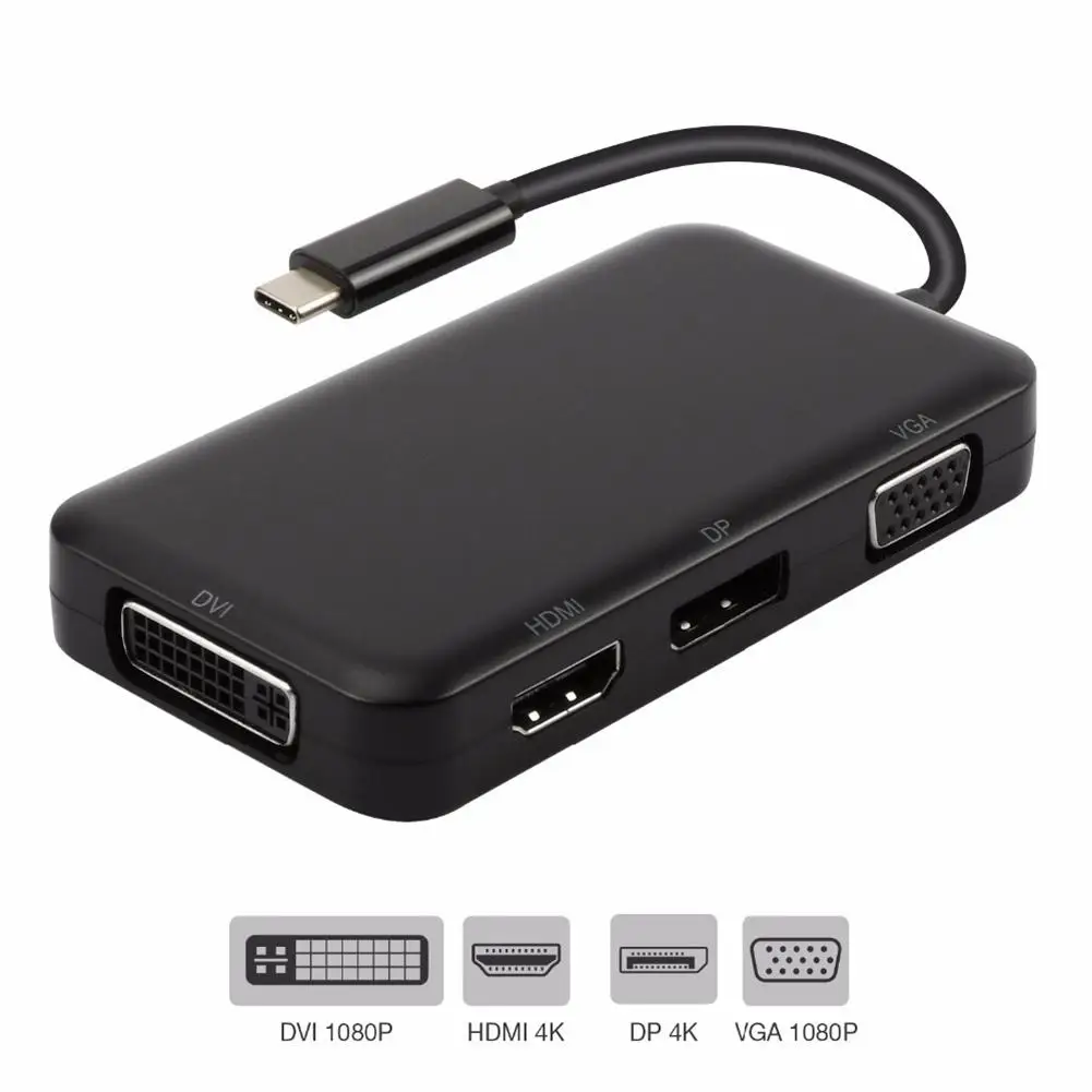 

New Arrival 4 in 1 USB 3.1 USB-C Type-C to HDMI/VGA/DVI/DP Multi-function Adapter Converter Connectors Drop Shipping