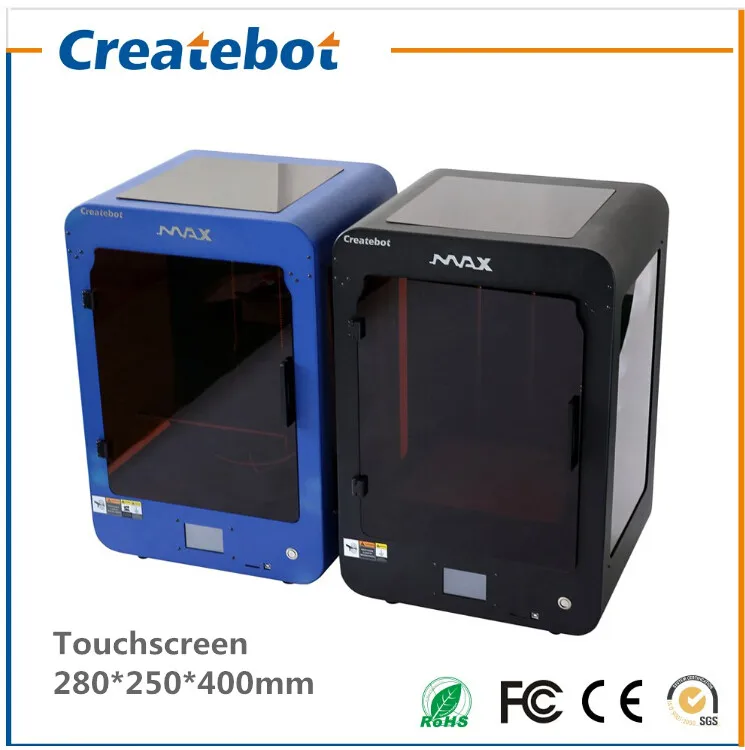  Blue/Black Build Size280*250*400mm Createbot Max 3D Printer With Heatbed and Touchscreen with one free 4G SD Card and  Filament 