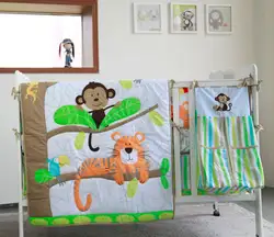9 шт. Комплект постельного белья для малышей тропические животные Детское Одеяло Бампер простыня юбка для детской кроватки новый детский