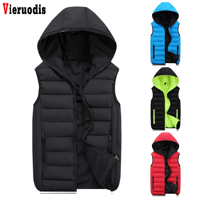 Kopen Lente voor Mannen Mode Warme Mouwloze Jas Casual Jassen Hooded Man Winter Vest Licht Plus Size 4XL Vest Mens Werk vesten