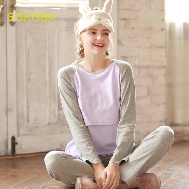 

SOKOBX 2018 New Women Clothes Winter Pregnant Padded Breastfeeding Women Out Maternity Clothes For Nursing Pajamas