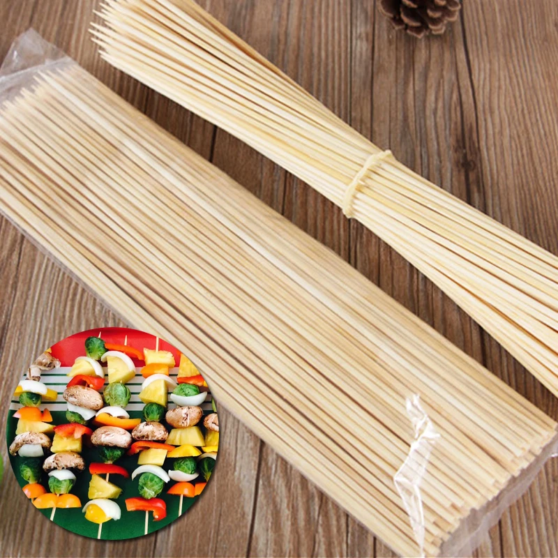Bamboo Skewers Catering 30cm Wooden Sticks Meat BBQ Grill Party Kebab  3mm 4mm