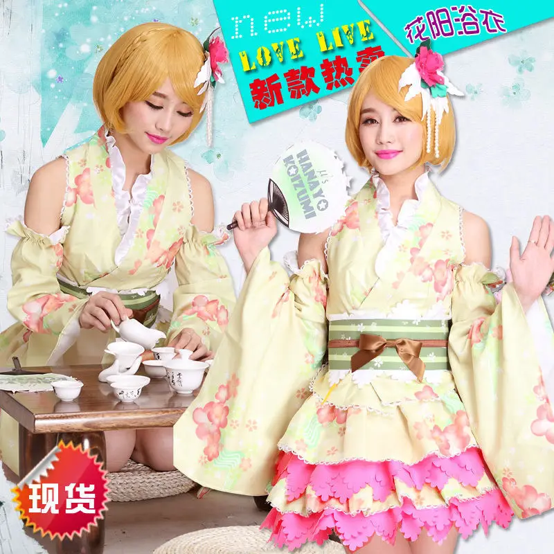 Anime LoveLive! Koizumi Hanayo Yukata Lolita Jurk Rok Cosplay Kostuum Kimono Badjas S-XL nieuwe Anime LoveLive! Koizumi Hanayo Yukata Lolita Jurk Rok Cosplay Kostuum Kimono Badjas S-XL nieuwe