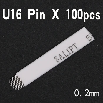 

100 pcs 16 pin U Shape Microblading Needles 16 pins Tattoo Needles Curved for Mermanent makeup Eyebrow Pen Machine White