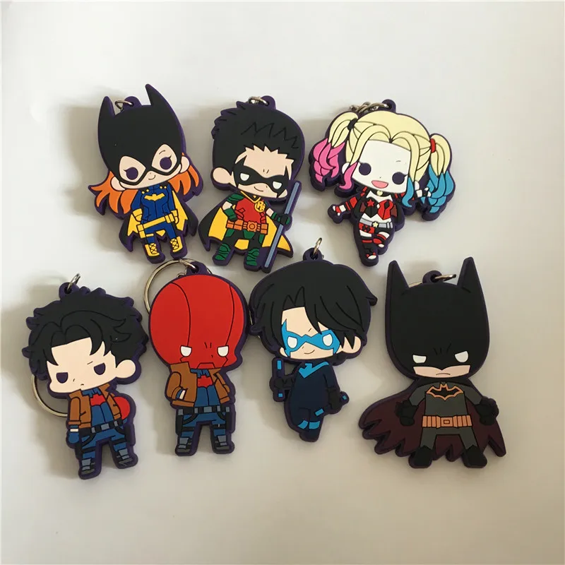 

new style Marvel cartoon Nightwing PVC key chain Damian Red Hood funny novelty Keyring man girl keychain Llaveros gift kid toy