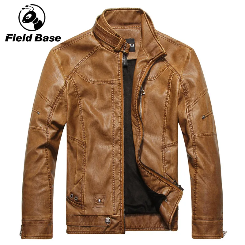 Field Base New Arrived High Quality Motorcycle Faux Leather Men's Coats Male Slim Coats With 