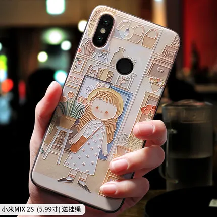 

Hong Kong Retro street small girl sketch oil painting embossed Relief case For Xiaomi Redmi note 5 note5 cover case