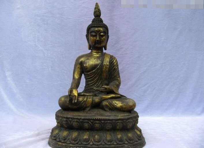 

Collectible bronze S2830 17" Tibet Buddhism Copper Bronze Gild Thailand Sakyamuni Buddha Statue (B0328)