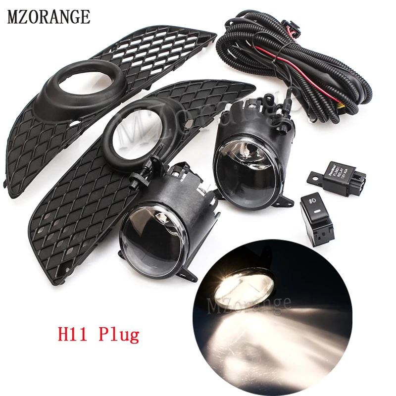 MZORANGE 1 Set H11 Car Front Fog Driving Lights Bumper Grille Cover Trim Hook up Wire