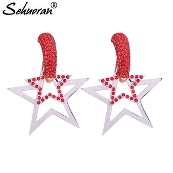 

Sehuoran Zinc Alloy Five Star Drop Earrings For Woman Pendients Bohemian Brand Jewelry Oorbellen Wholesale